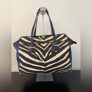 Coach Taylor Zebra Print Carryall  EUC